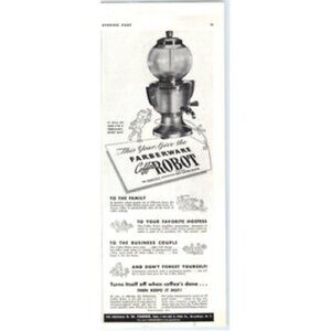 1938 Print Ad SW Farber Farberware Coffee Robot Automatic Drip Coffee Maker!